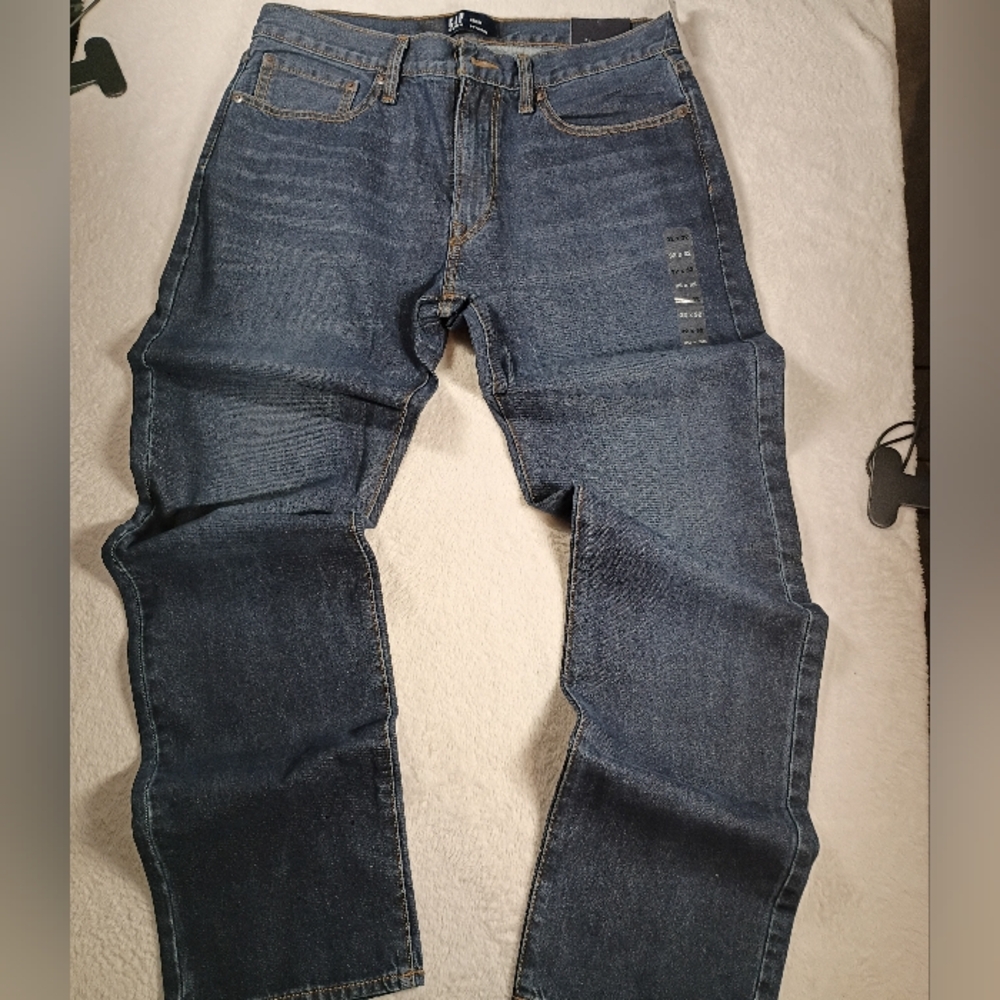 Gap Straight Fit Jeans 32x32 Mens Dark Wash Denim New With Tags